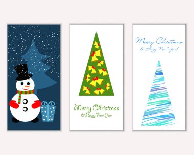 Mutlu Noeller ve mutlu yeni yıl tebrik kartları. Vektör çizim   