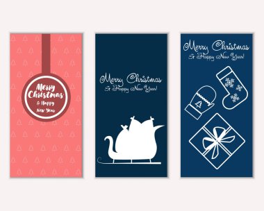 mutlu Noeller ve mutlu yeni yıl tebrik kartları vektör çizim