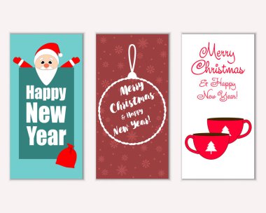 vektör çizim kış tatil tebrik kartları