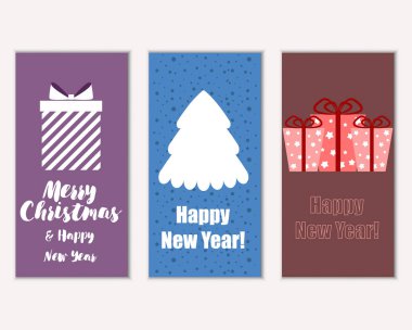 mutlu Noeller ve mutlu yeni yıl tebrik kartları vektör çizim     