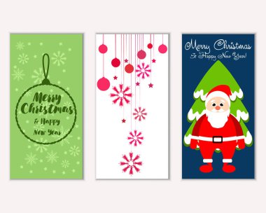 mutlu Noeller ve mutlu yeni yıl tebrik kartları vektör çizim