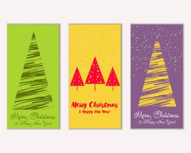 Mutlu Noeller ve mutlu yeni yıl tebrik kartları. Vektör çizim     