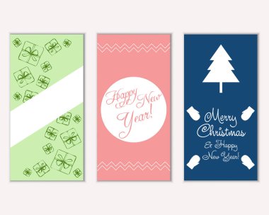 mutlu Noeller ve mutlu yeni yıl tebrik kartları vektör çizim