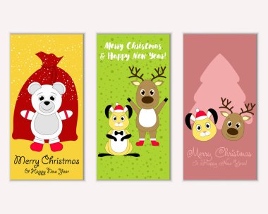 Renkli Noel kartları ile yeni yıl süslemeleri, illüstrasyon vektör