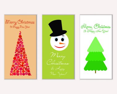 Mutlu Noeller ve mutlu yeni yıl tebrik kartları. Vektör çizim   