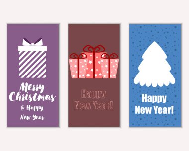 mutlu Noeller ve mutlu yeni yıl tebrik kartları vektör çizim     