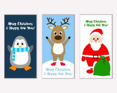 Renkli Noel kartları ile yeni yıl süslemeleri, illüstrasyon vektör