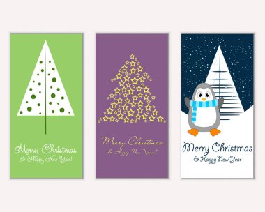 mutlu Noeller ve mutlu yeni yıl tebrik kartları vektör çizim     