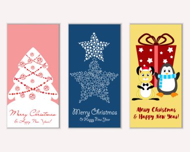 vektör çizim kış tatil tebrik kartları