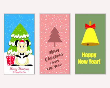 Renkli Noel kartları ile yeni yıl süslemeleri, illüstrasyon vektör