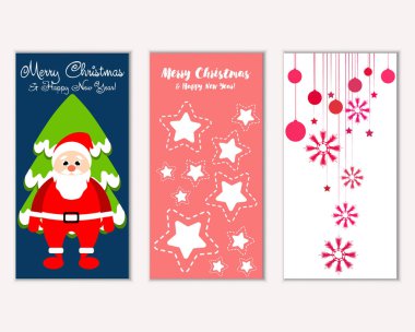 mutlu Noeller ve mutlu yeni yıl tebrik kartları vektör çizim