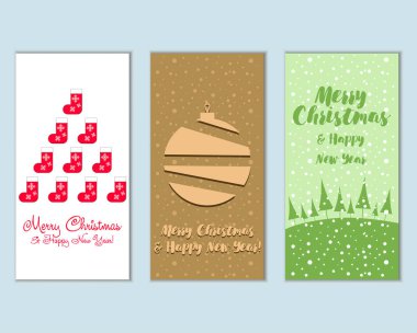 mutlu Noeller ve mutlu yeni yıl tebrik kartları vektör çizim