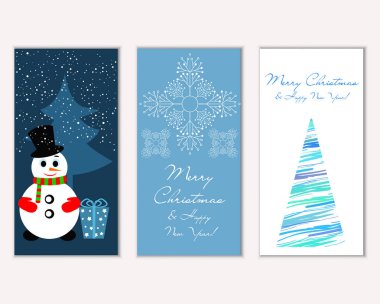 Mutlu Noeller ve mutlu yeni yıl tebrik kartları. Vektör çizim   