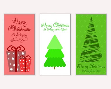 Mutlu Noeller ve mutlu yeni yıl tebrik kartları. Vektör çizim     