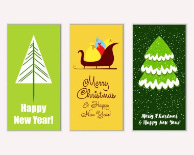 mutlu Noeller ve mutlu yeni yıl tebrik kartları vektör çizim