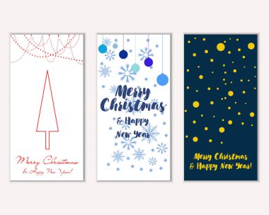 vektör çizim kış tatil tebrik kartları