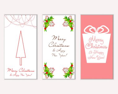mutlu Noeller ve mutlu yeni yıl tebrik kartları vektör çizim     