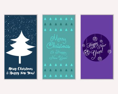 vektör çizim kış tatil tebrik kartları