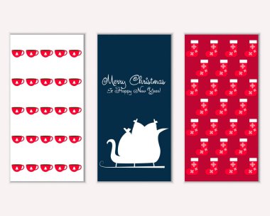 mutlu Noeller ve mutlu yeni yıl tebrik kartları vektör çizim