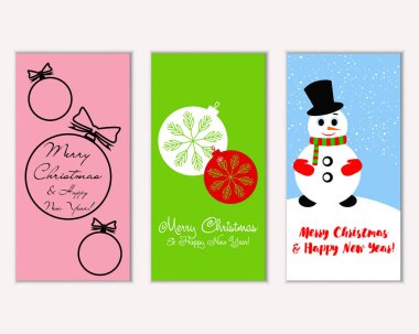 mutlu Noeller ve mutlu yeni yıl tebrik kartları vektör çizim