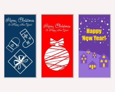 mutlu Noeller ve mutlu yeni yıl tebrik kartları vektör çizim