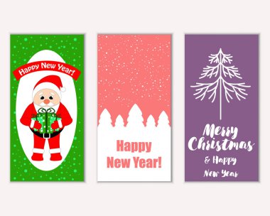 mutlu Noeller ve mutlu yeni yıl tebrik kartları vektör çizim     