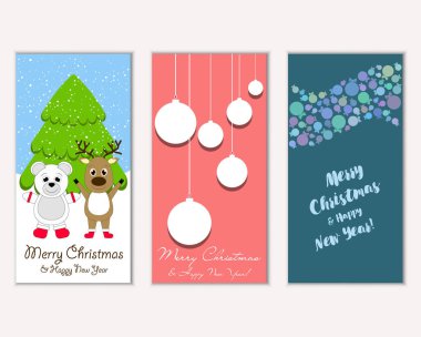 vektör çizim kış tatil tebrik kartları