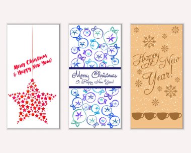 vektör çizim kış tatil tebrik kartları