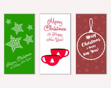 vektör çizim kış tatil tebrik kartları