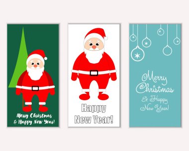 mutlu Noeller ve mutlu yeni yıl tebrik kartları vektör çizim       