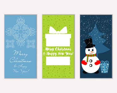 Mutlu Noeller ve mutlu yeni yıl tebrik kartları. Vektör çizim   