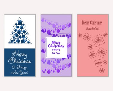 Renkli Noel kartları ile yeni yıl süslemeleri, illüstrasyon vektör