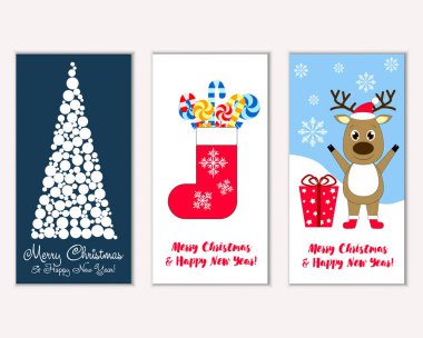 vektör çizim kış tatil tebrik kartları