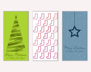 Mutlu Noeller ve mutlu yeni yıl tebrik kartları. Vektör çizim     