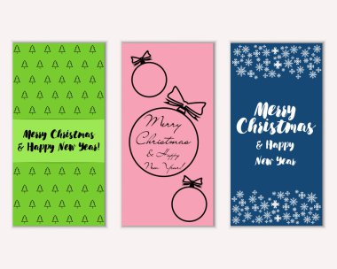 Renkli Noel kartları ile yeni yıl süslemeleri, illüstrasyon vektör