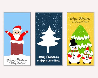 mutlu Noeller ve mutlu yeni yıl tebrik kartları vektör çizim