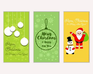 mutlu Noeller ve mutlu yeni yıl tebrik kartları vektör çizim