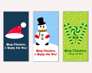 mutlu Noeller ve mutlu yeni yıl tebrik kartları vektör çizim