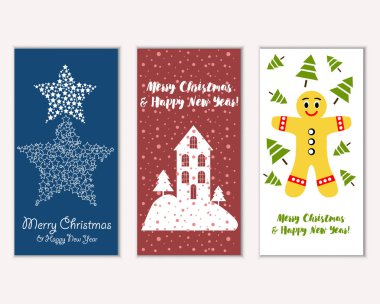 vektör çizim kış tatil tebrik kartları