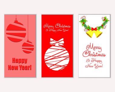mutlu Noeller ve mutlu yeni yıl tebrik kartları vektör çizim
