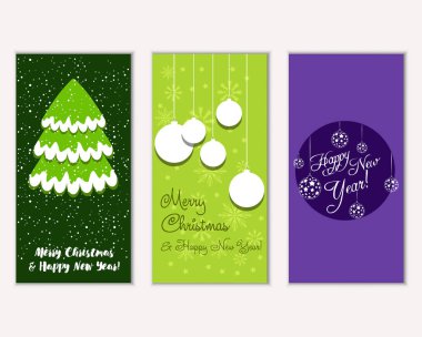mutlu Noeller ve mutlu yeni yıl tebrik kartları vektör çizim