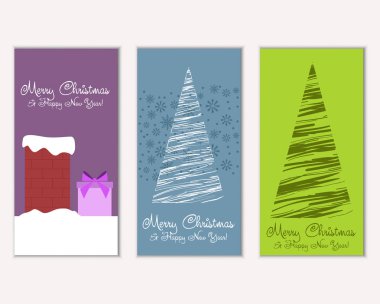 mutlu Noeller ve mutlu yeni yıl tebrik kartları vektör çizim     