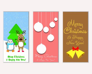 vektör çizim kış tatil tebrik kartları