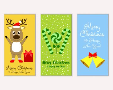 mutlu Noeller ve mutlu yeni yıl tebrik kartları vektör çizim