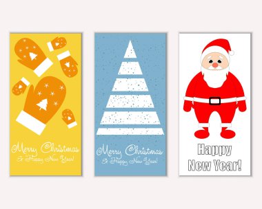 mutlu Noeller ve mutlu yeni yıl tebrik kartları vektör çizim       