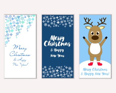 Mutlu Noeller ve mutlu yeni yıl tebrik kartları. Vektör çizim       