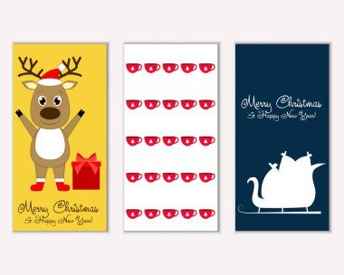 mutlu Noeller ve mutlu yeni yıl tebrik kartları vektör çizim
