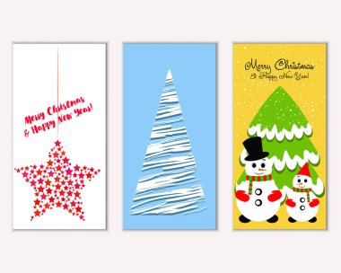 vektör çizim kış tatil tebrik kartları