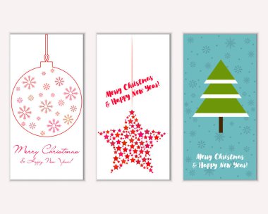 vektör çizim kış tatil tebrik kartları