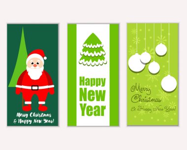mutlu Noeller ve mutlu yeni yıl tebrik kartları vektör çizim       